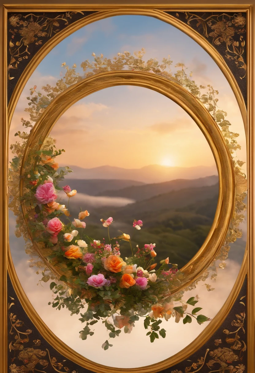 A gold circle, with LITTLE tiny flowers on the edge, written ZANTW on the middle of the circle.