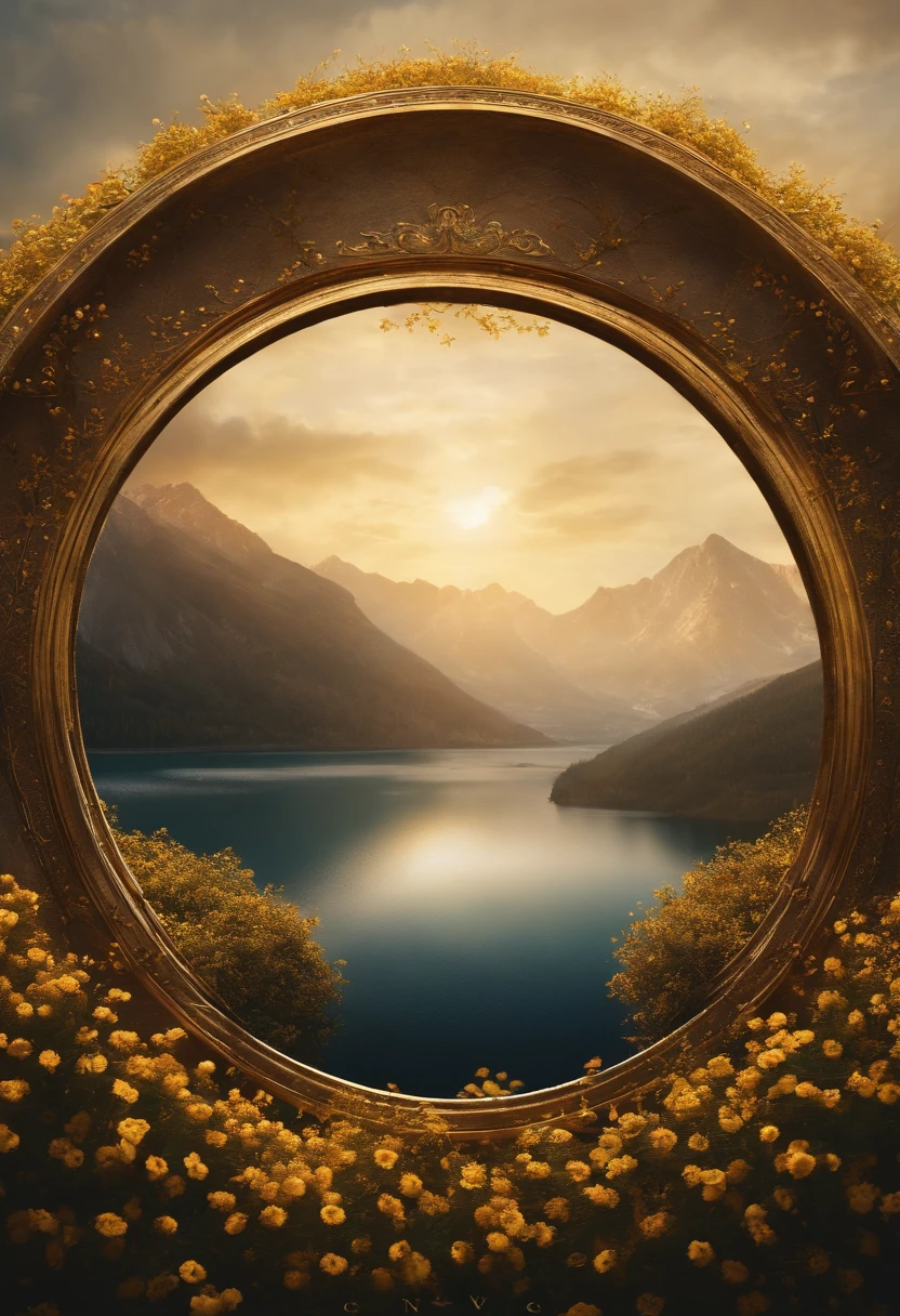 A gold circle, with LITTLE tiny flowers on the edge, written ZANTW on the middle of the circle.
