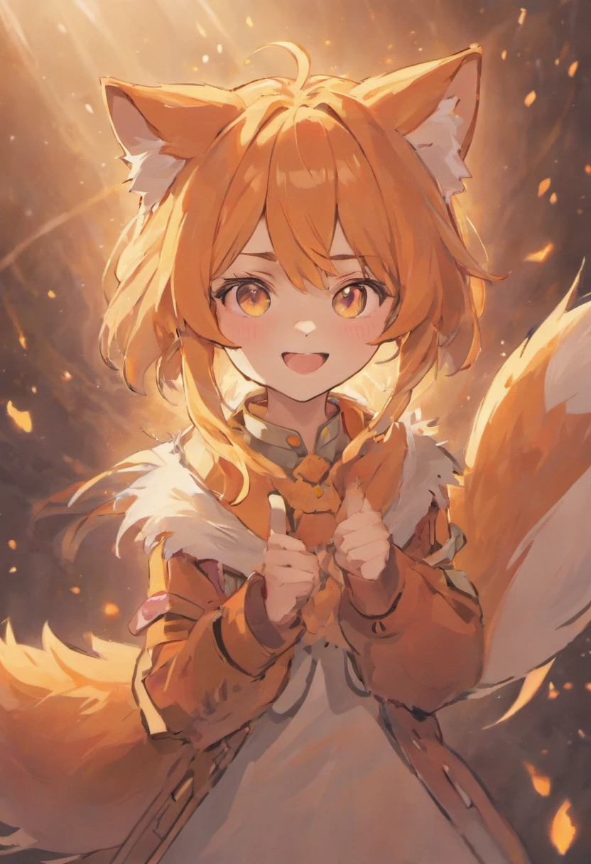 Furry fox girl with Hazel eyes looking happy