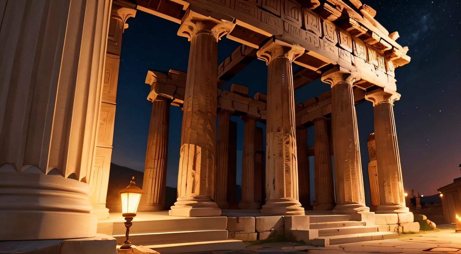 Parthenon grego totalmente restaurado em um ambiente diurno