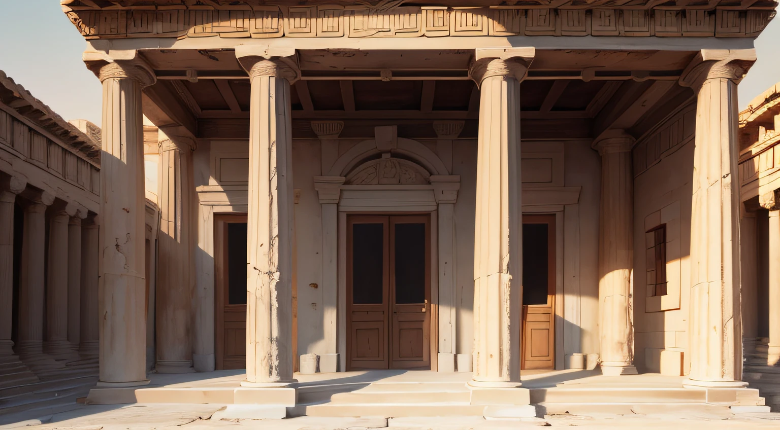 Ancient Greek buildings open environment from the time of ancient Greece in the morning