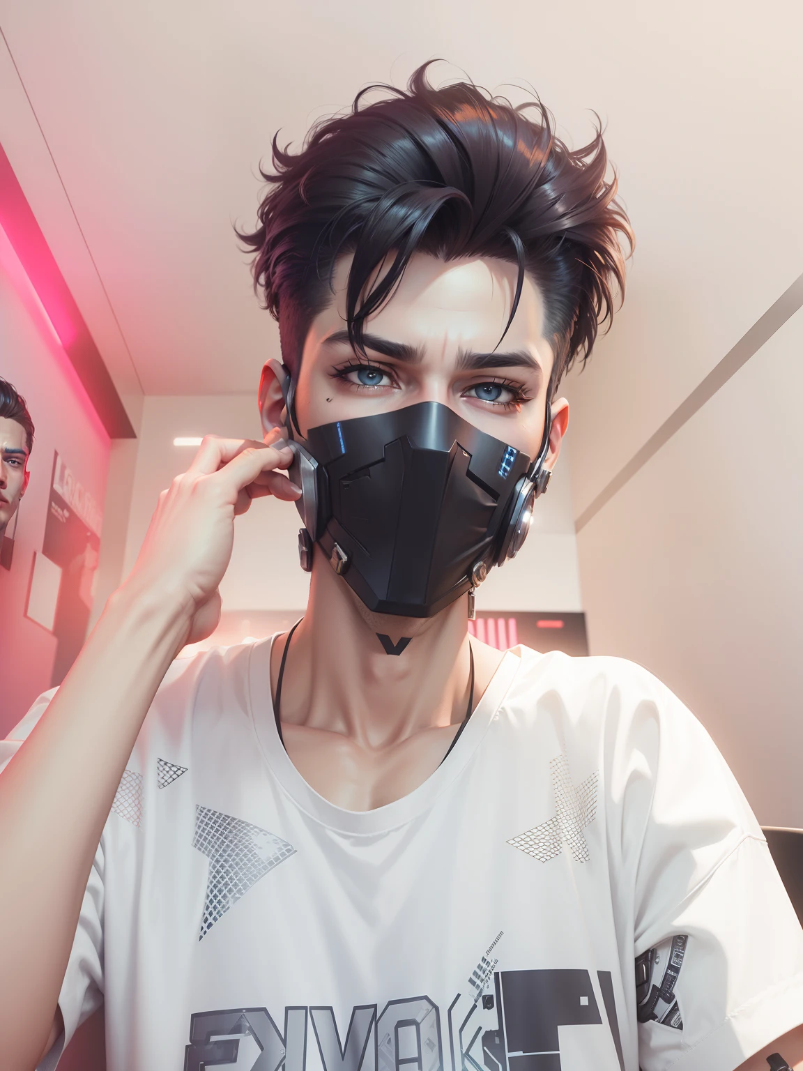 Change background cyberpunk handsome boy, realistic face, 8k, ultra realistic