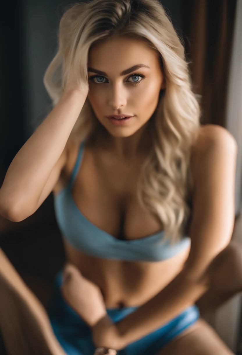 Woman with matching tank top and panties, Sexy girl with blue eyes, portrait sophie mudd, Portrait de Corinna Kopf, blonde hair and large eyes, Selfie einer jungen Frau, ohne Make-up, Natural makeup, Blick direkt in die Kamera, Gesicht mit Artgram, dezentes Make-up, Great full body photo, im Zimmer, big boobs, Blond, Latein,  Chest exposed, Hemd ausziehen, Titten raus, Brust raus,