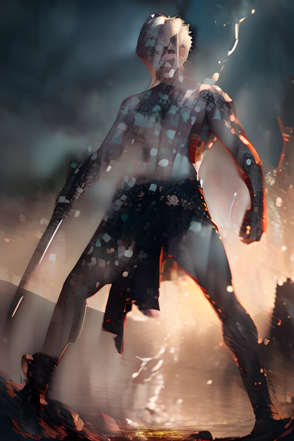 Estilo anime, Create a lightning and thunder character with tattoos and scars, corpo inteiro, lightning coming out of the eyes, Samurai Sword in Hands, Katana, anime, 4k,olhos azuis , macho, raio saindo dos olhos, por Yang J, Makoto Shinkai (apex legends)e demon slayer, arte de anime digital detalhada, Demon Slayer rui fanart, Estilo de Arte Demon Slayer, , arte oficial do personagem, impressionante estilo de arte detalhado, fanart requintada altamente detalhada, Gatilho Estilo de Arte de Anime, por Yang J, Makoto Shinkai ( apex legends ), Homem, With a katana in my hands, lightnings, uma espada com raios