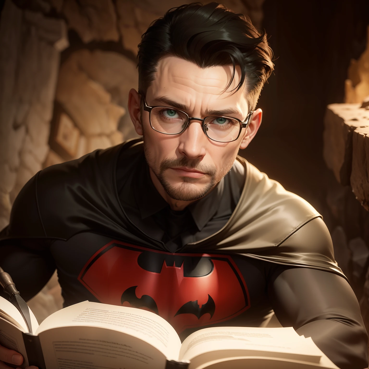 "Ator TOM HOLLAND COMO BATMAN DC quadrinhos" como terno e colete. Configuration of the Court of Justice Cabinet. ((Cabelos rasgados e arrumados)). COMO THE BATMAN (((dentro da caverna com somente traje de Batman vazio ao fundo))) Cabelo castanho escuro com bordas acinzentadas. restolho aparado. olhos verde-pinheiro. reading glasses. Tom de pele bege e levemente marcado. Alto e intimidador. Arremesso longo. Not_retrato.