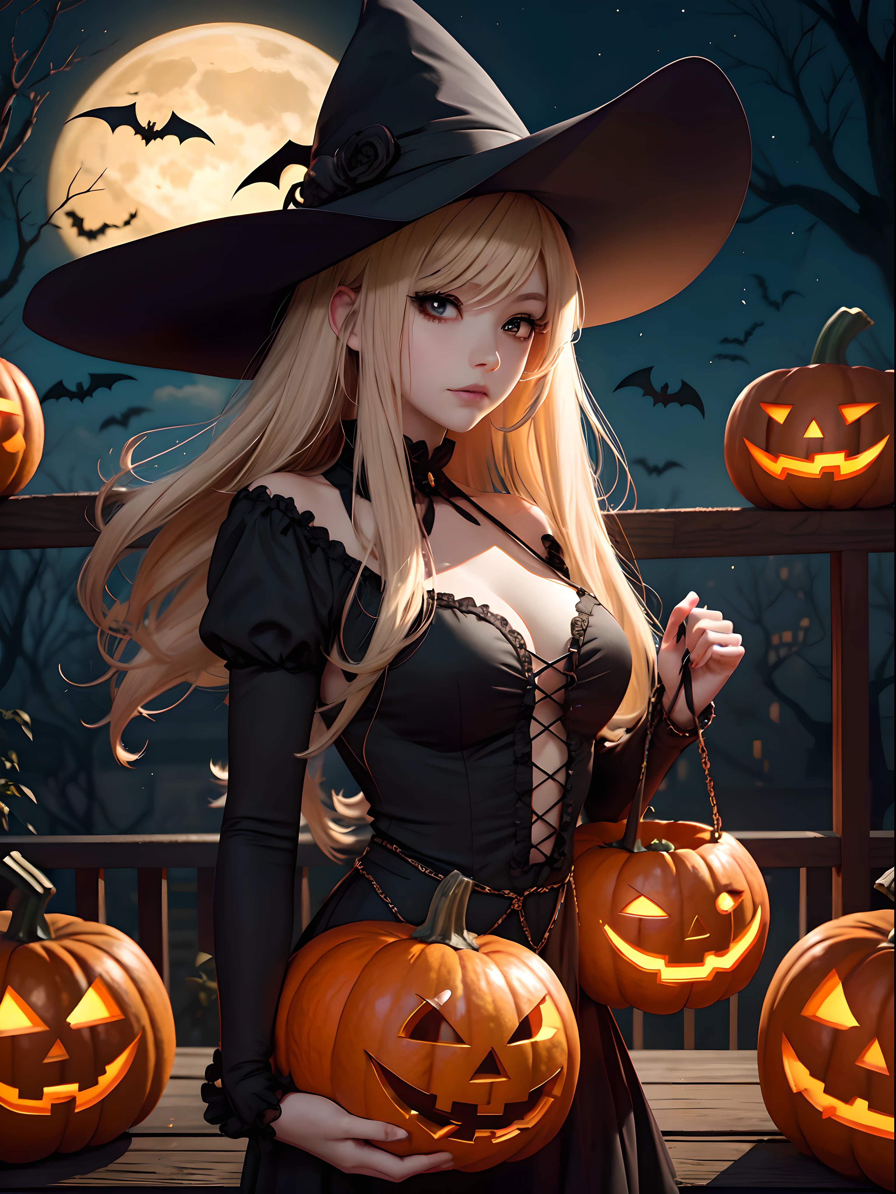 anime girl holding a pumpkin, halloween art style, anime style 4 k, anime art wallpaper 4 k, anime art wallpaper 4k, anime wallpaper 4k, anime wallpaper 4 k, anime art wallpaper 8 k, 4k anime wallpaper, halloween theme, gothic maiden anime girl, hd anime wallaper, 4 k manga wallpaper, nightcore
