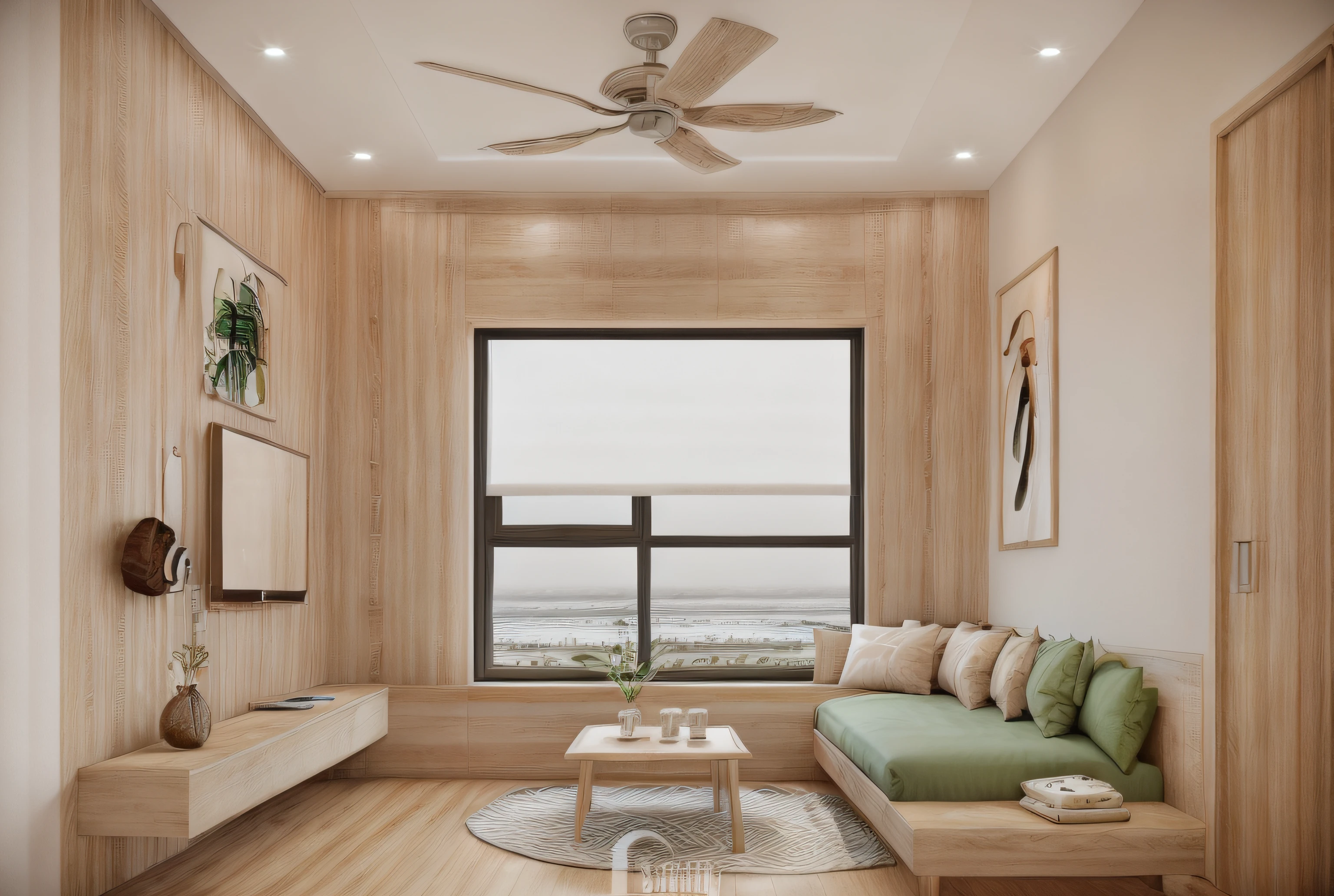 RAW photo, Masterpiece, high quality, best quality, authentic, super detailed, living room, glossy indochina black furniture), 1 indochina style, 1 side bed, 1 fur carpet, shelf tv, glossy floor, 1 solid wood door:1.4,((laminated plaster,))), sunset light)), archdaily architecture, (high detail: 1.2), 8k uhd, dslr, soft light, high quality, film grain, Fujifilm XT3, High-end, hight dynamic light, hight contrast