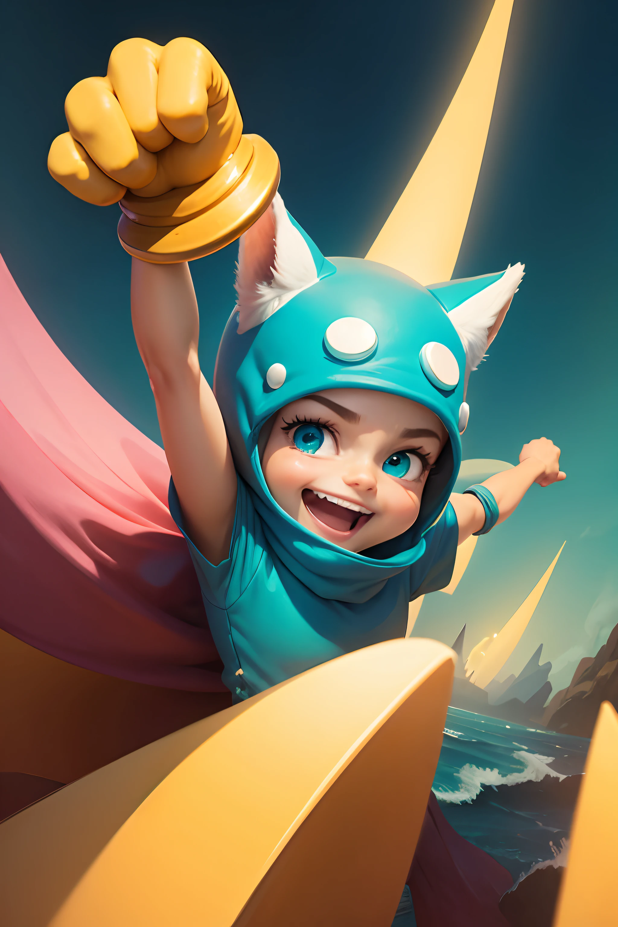 crie o finn de hora de aventura sorrindo sem fundo