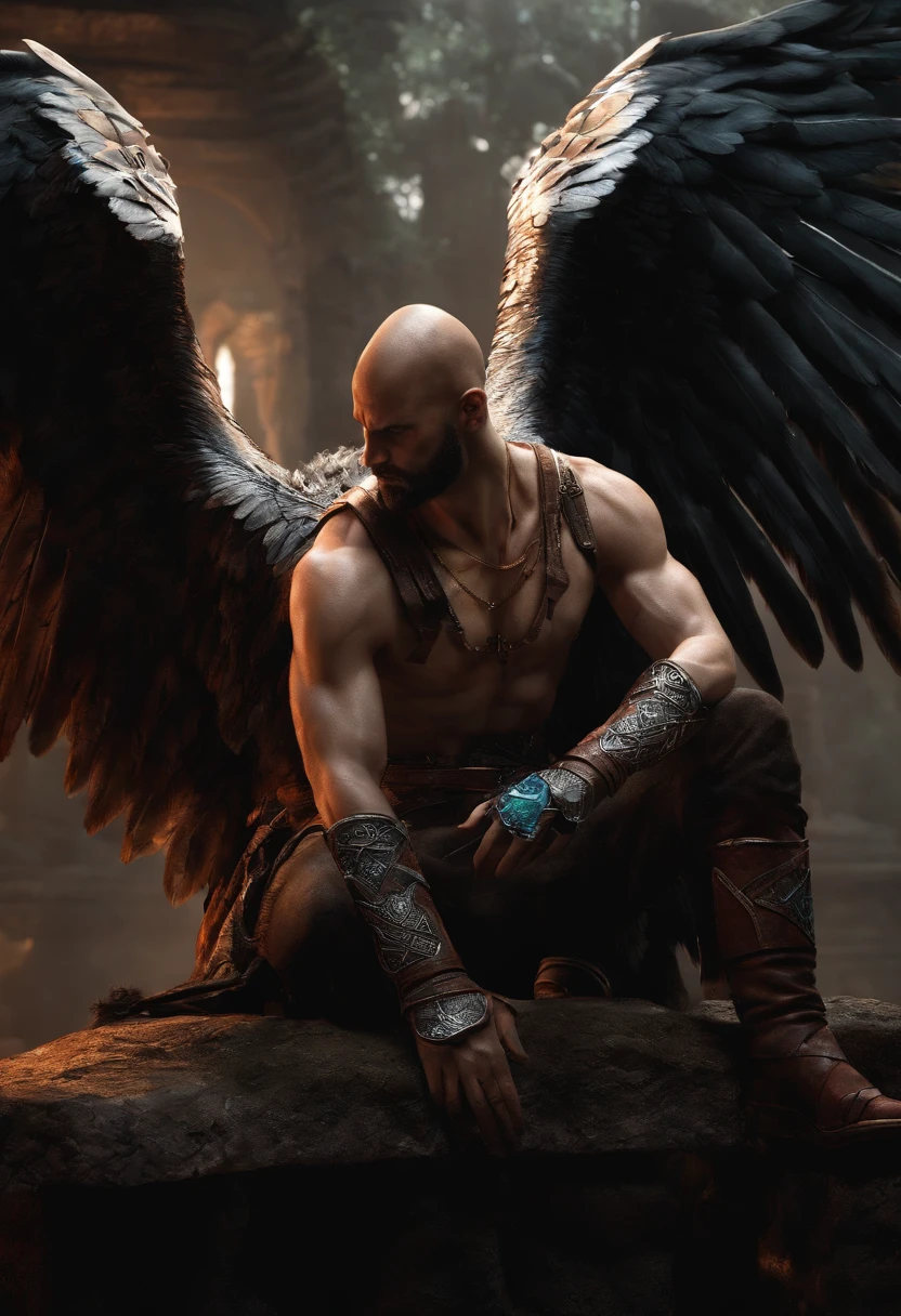 FALLEN ANGEL, playing video games, de frente, imortal, Legendary video game player, animado, kratos