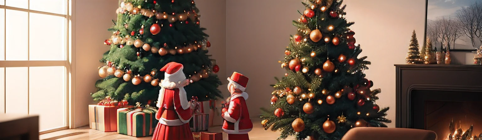 Christmas scene,Scenes of family harmony,There is a Christmas tree,4K,8K,超高分辨率, (Best shade),