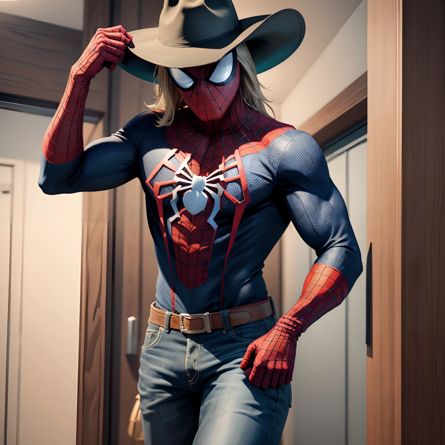 cowboy hat spider-man partying