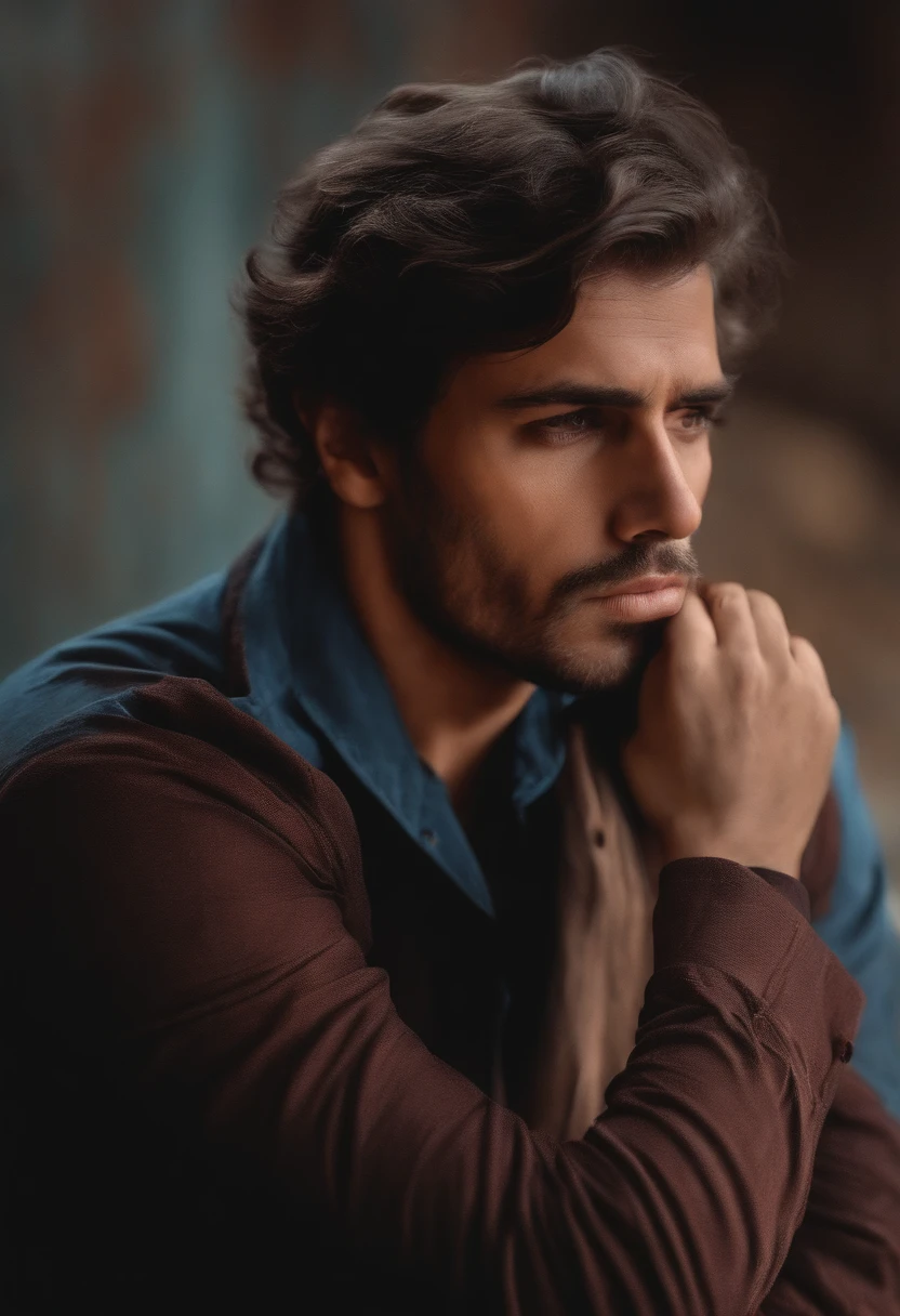 a man with a sad expression , cartum, Expressionismo