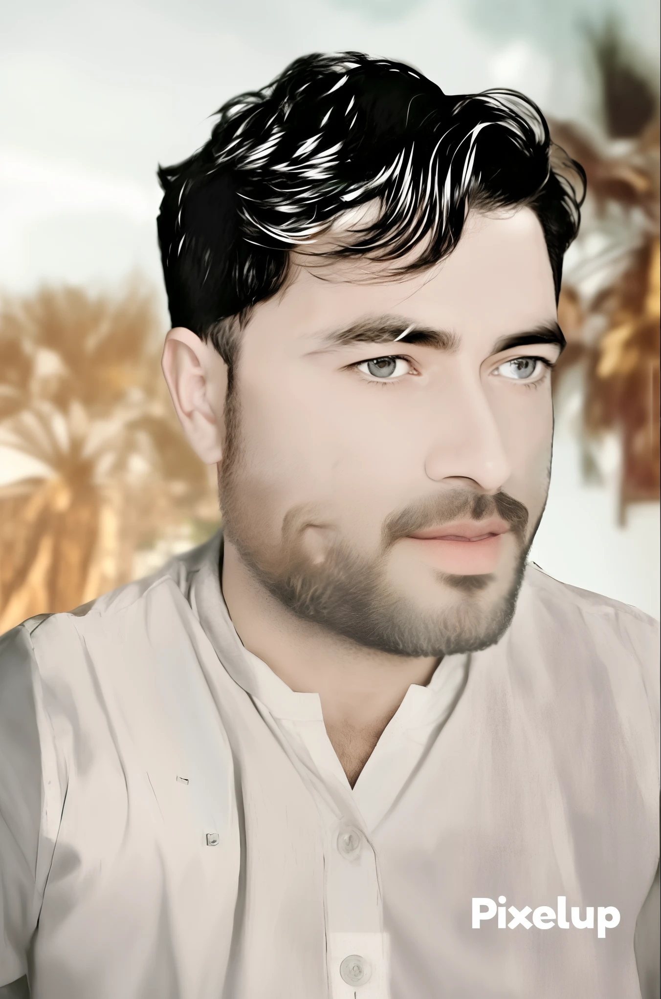 arafed man with a beard and a white shirt looking at the camera, digital art picture, [ digital art ]!!, edited in photoshop, digital art but photo, in a oil painting style, digital paiting, digital art!!, digital matt painting, handsome man, digtial painting, portait photo profile picture, in style of digital painting, digital paining