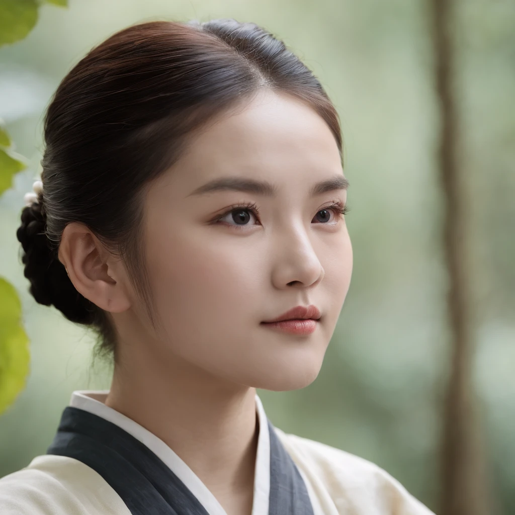 A close-up of a girl, Taoist,There is a bun on the top of the head,Use mahogany hairpins,Monk customs,inspired by Wu Daozi, monk portrait, Taoist master, portrait photo of a girl, Inspired by Hu Zaobin, inspired by Hu Zao, Long white beard, inspired by Li Cheng,high-definition picture quality