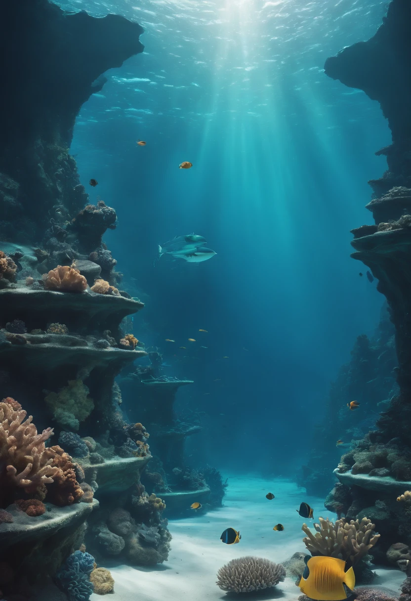 Futuristic undersea landscape of Atlantis
