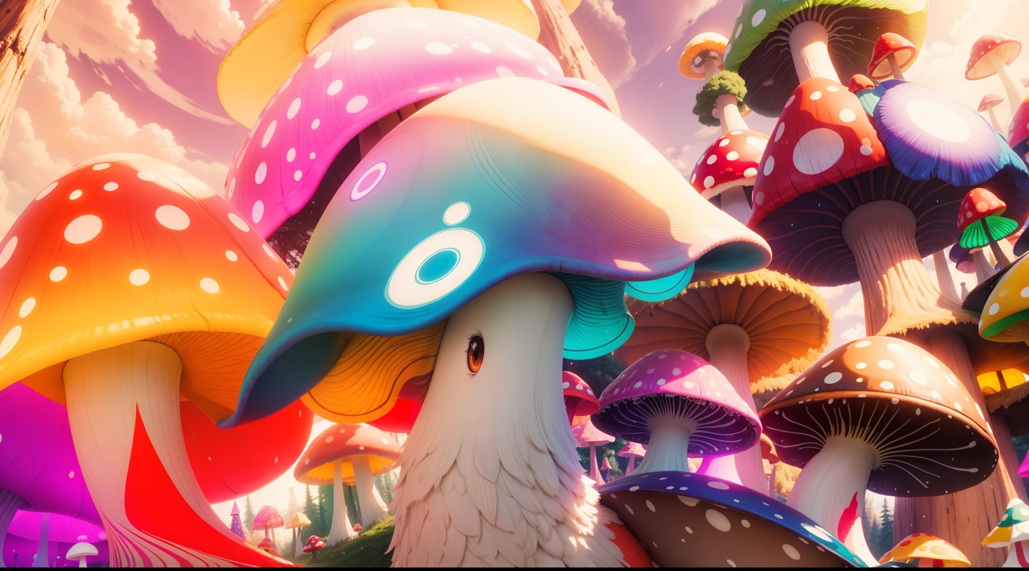 Light up the colorful large mushroom forest