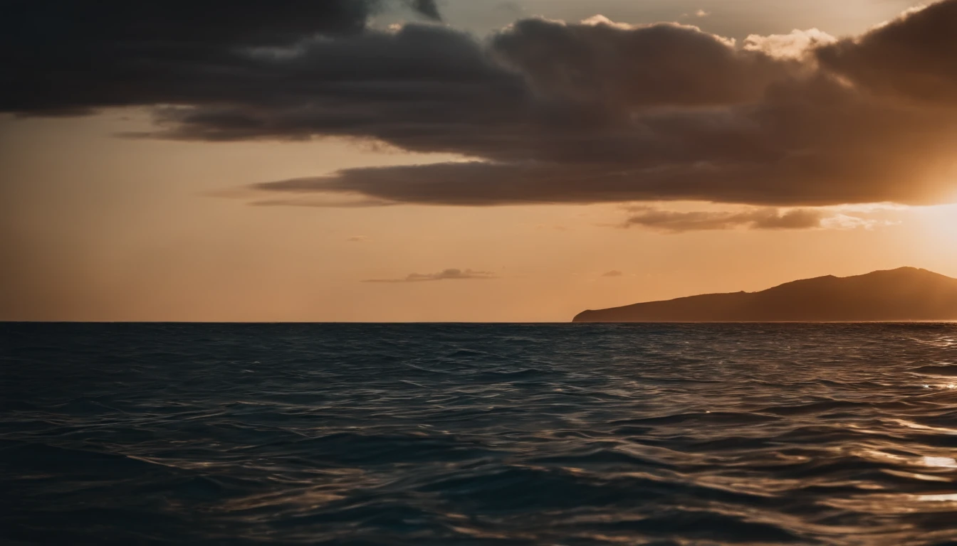 In the middle of the Pacific Ocean,horizon,Sunset