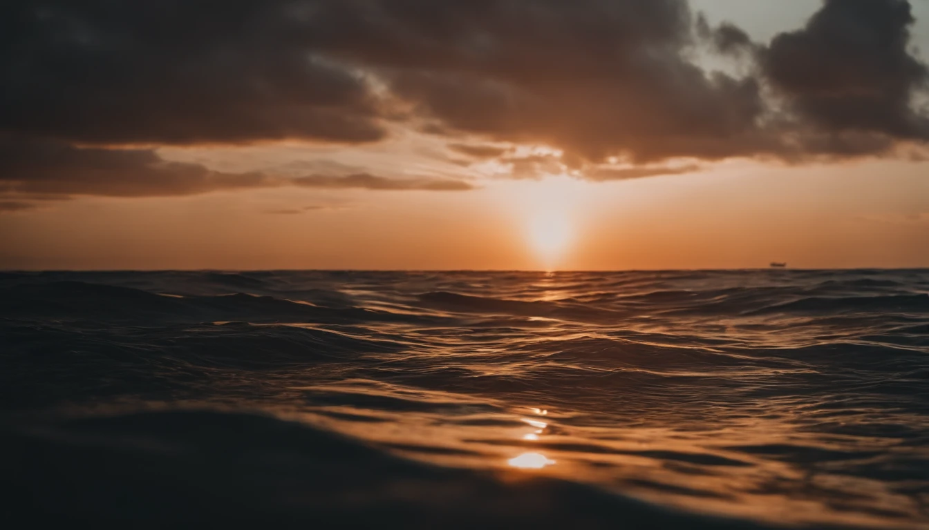 In the middle of the Pacific Ocean,horizon,Sunset