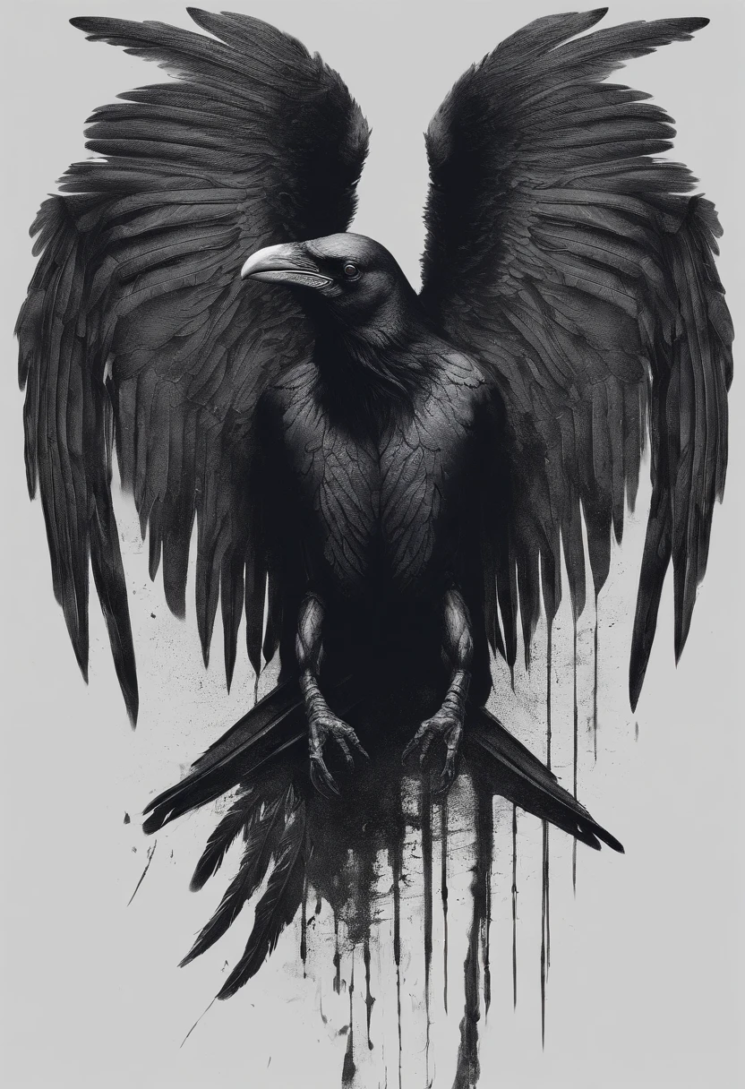 Crow with spread wings