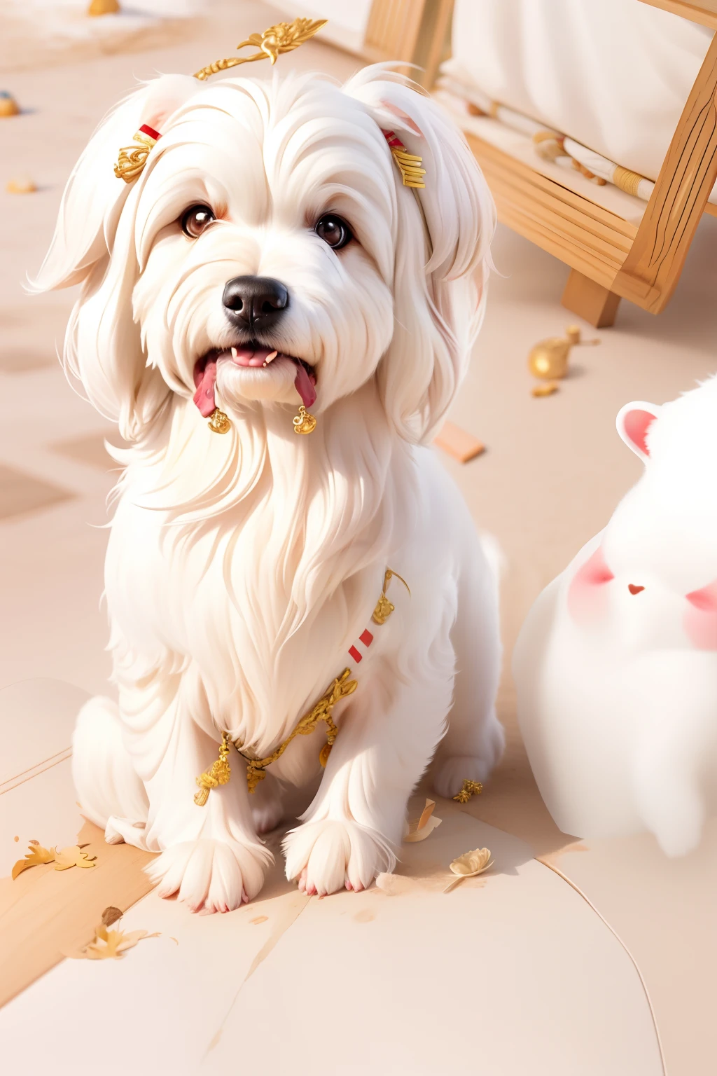 There's a white dog sitting on the ground , white hairs, Maltese Dog, cabelos brancos, olhar orgulhoso!!!!, small white dog , fofa'', cabelos brancos!!!!!, muito muito muito bonito!!, peludo!!!, cabelos brancos!!!, atordoante!, muito muito muito muito bonito!!, olhar orgulhoso