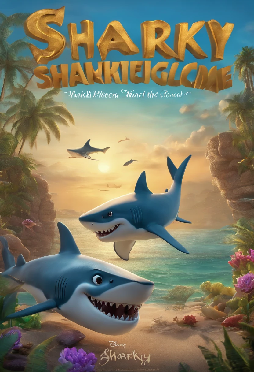 Produce a Disney-style 3D animation that narrates the story of Sharky, a girl who earned the nickname 'The Tooth' due to her unique fascination with shark teeth. She collected these teeth and believed they were good luck talismans