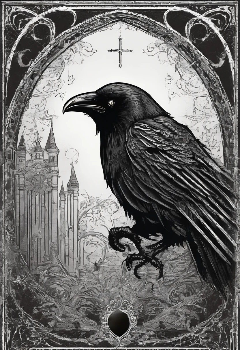 Crow with spread wings
