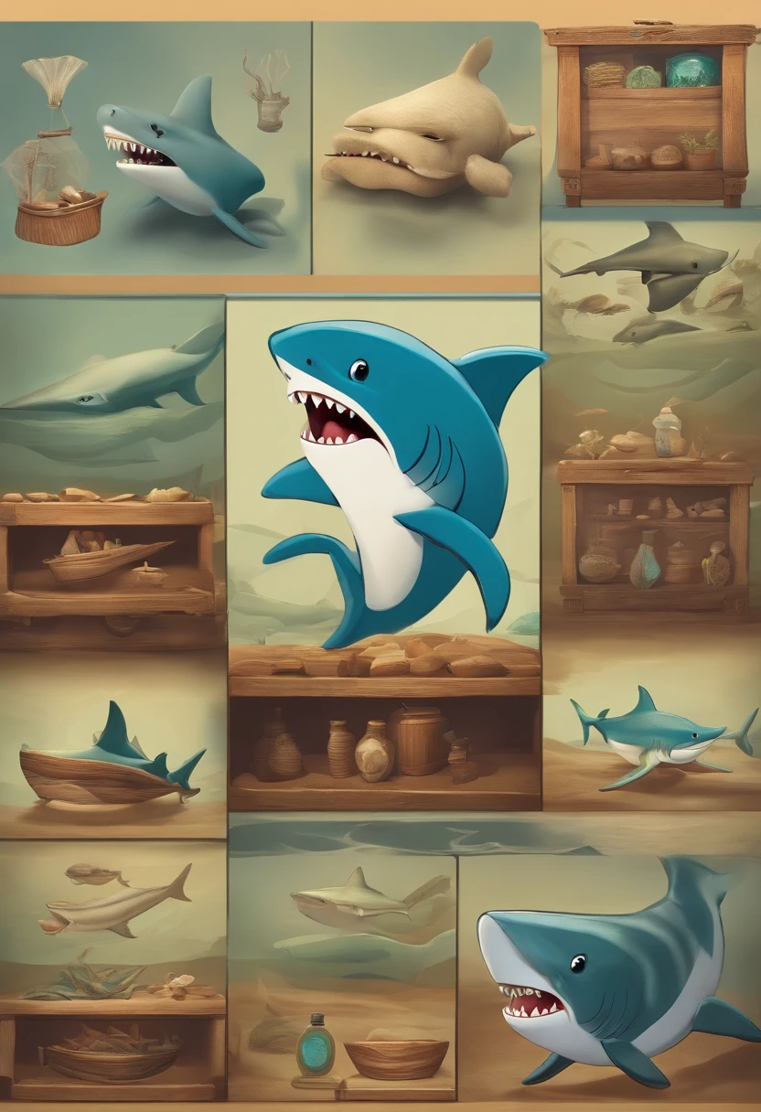 Produce a Disney-style 3D animation that narrates the story of Sharky, a girl who earned the nickname 'The Tooth' due to her unique fascination with shark teeth. She collected these teeth and believed they were good luck talismans