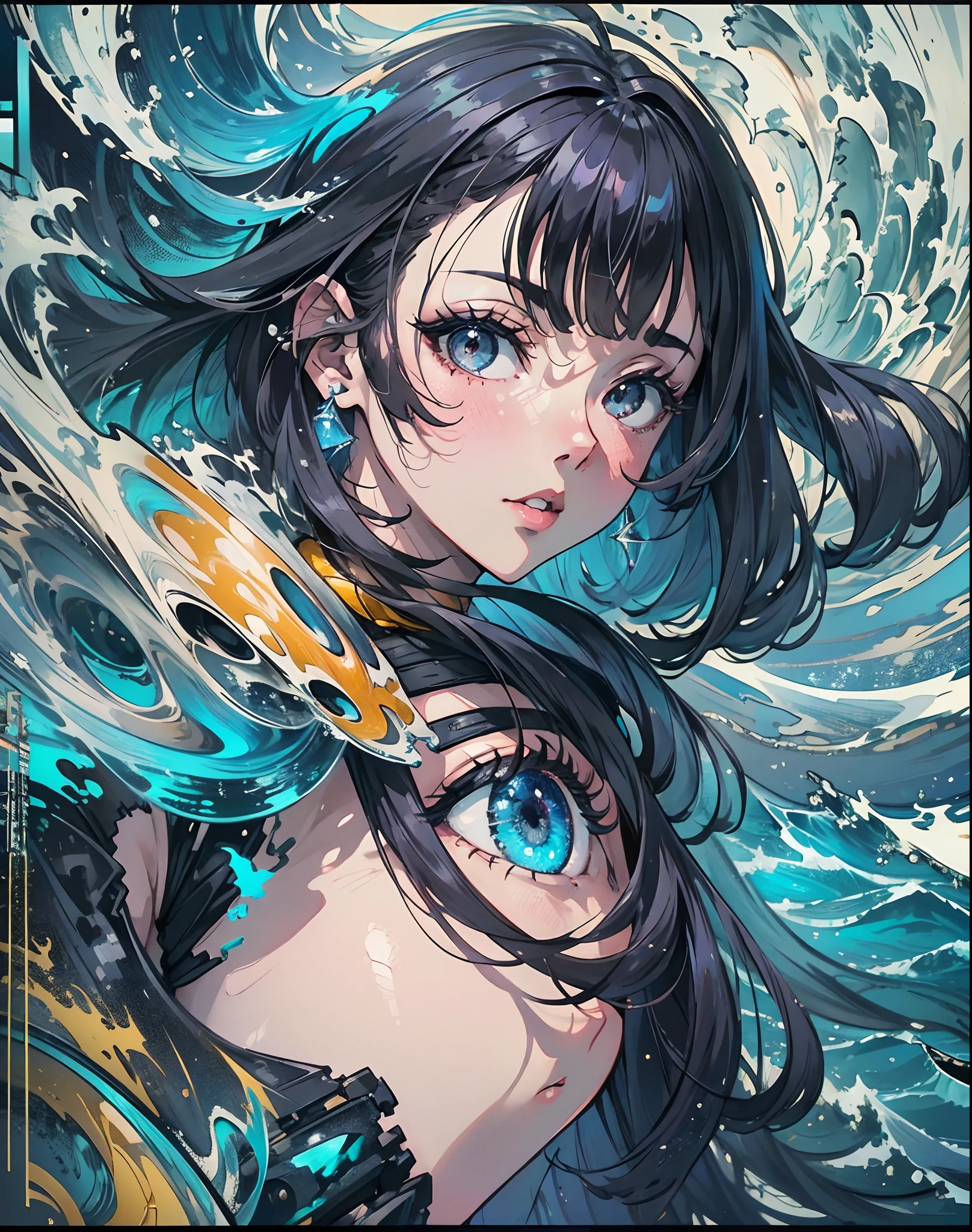Cute girl blogger taking selfie on top of building, futuristic seascape, anime girl, cute and exotic, black eyes, natural straight hair,maximun upscale, artwork,lots of details, specific details, hypermaximalist, ultra graphics, very high graphics, very high realism,realistic, hypermaximalist, 4k, 8k, amazing, maximum quality, extreme realism, uhd, shaders, ultra realistic, hypermaximalist, ultra graphics,ultra details. --auto --s2