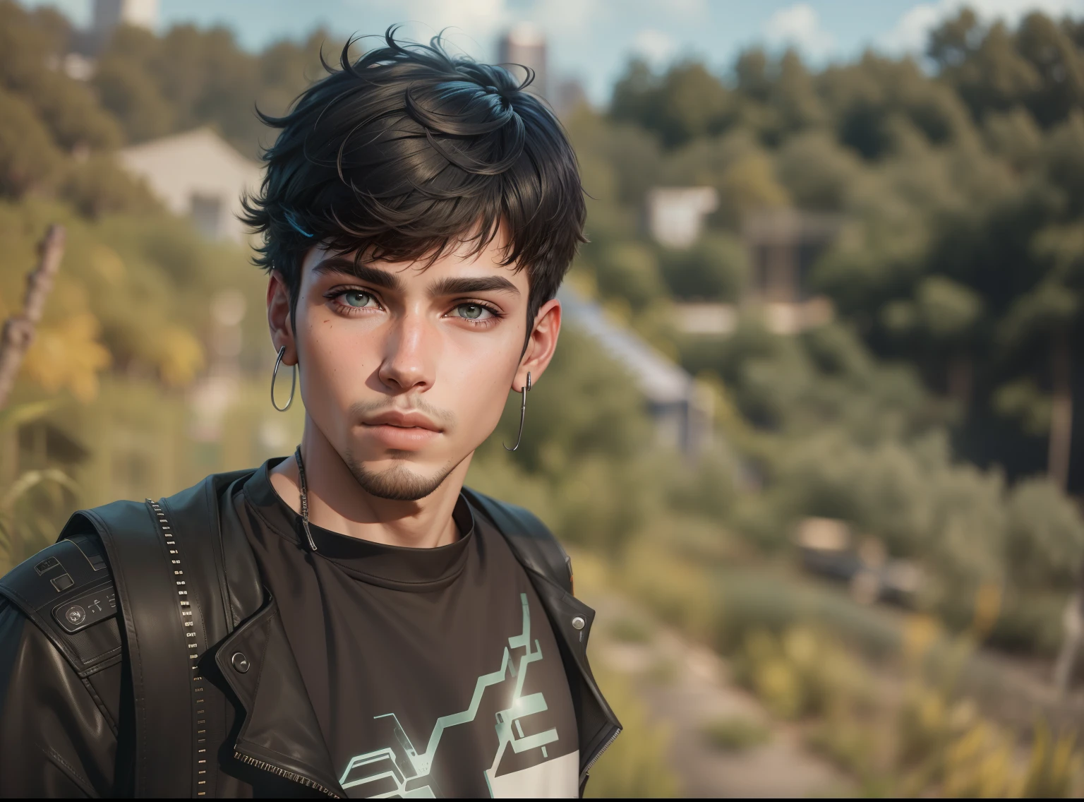 Natural background  cyberpunk handsome boy realistic be fece 8k ultra realistic