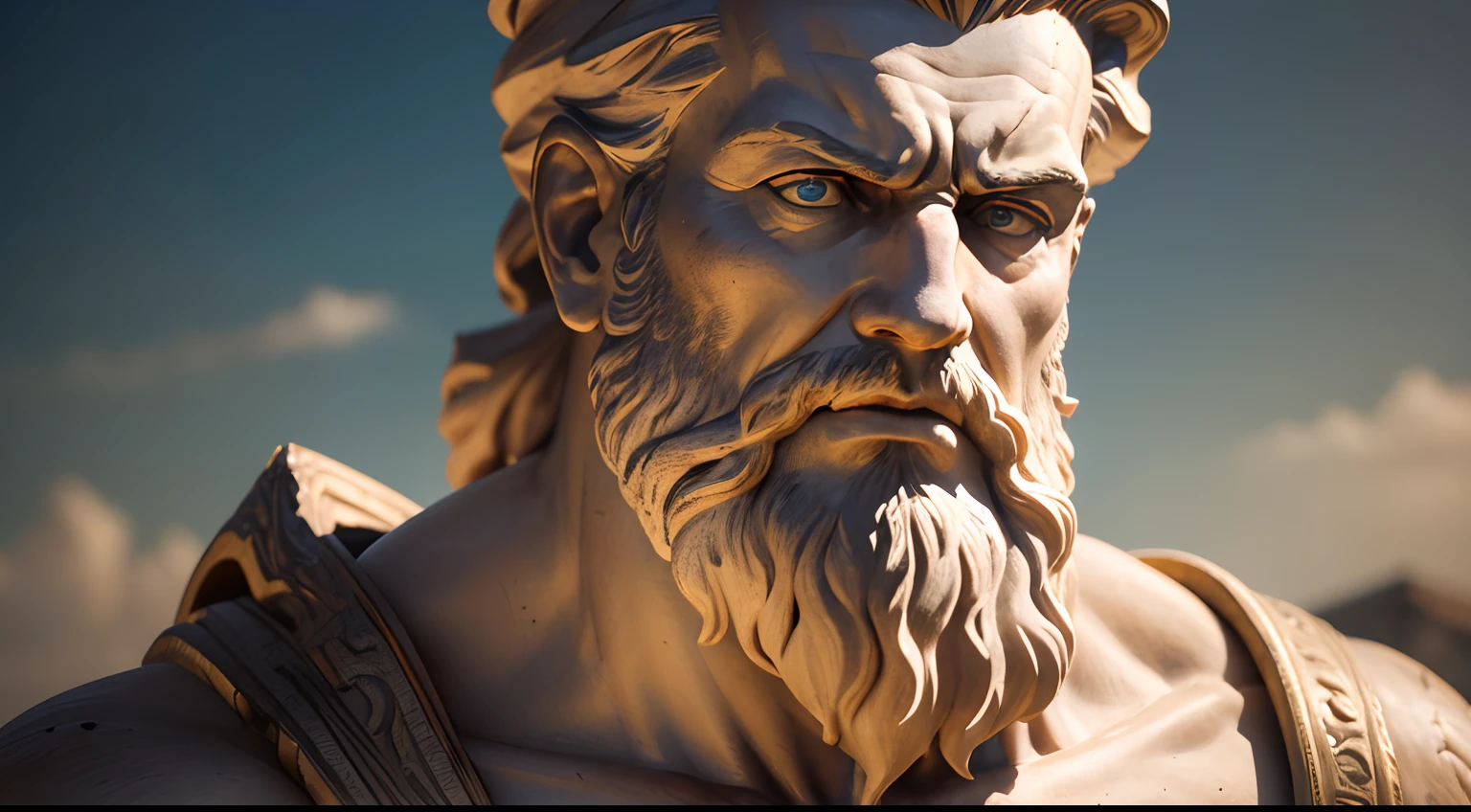 (best quality,4k,8k,highres,masterpiece:1.2),ultra-detailed,(realistic,photorealistic,photo-realistic:1.37),ancient Greek statue,angry expression,bearded,shot on Sony A7S III with Sony FE 35mm f/1.8 lens,12.1 MP,aspect ratio 3:2,raw style