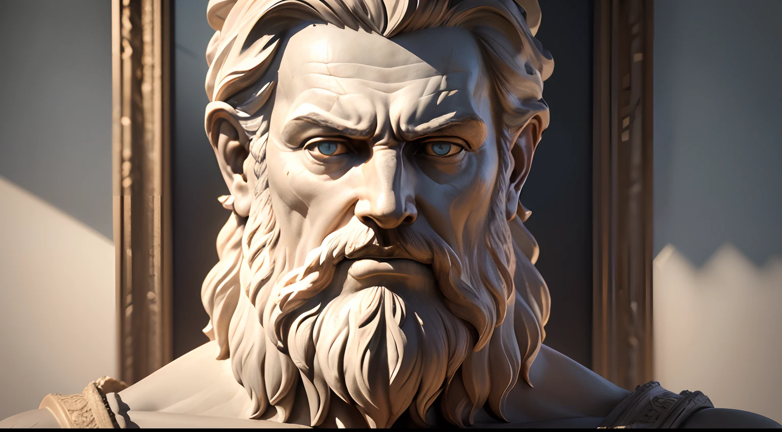 (best quality,4k,8k,highres,masterpiece:1.2),ultra-detailed,(realistic,photorealistic,photo-realistic:1.37),ancient Greek statue,angry expression,bearded,shot on Sony A7S III with Sony FE 35mm f/1.8 lens,12.1 MP,aspect ratio 3:2,raw style