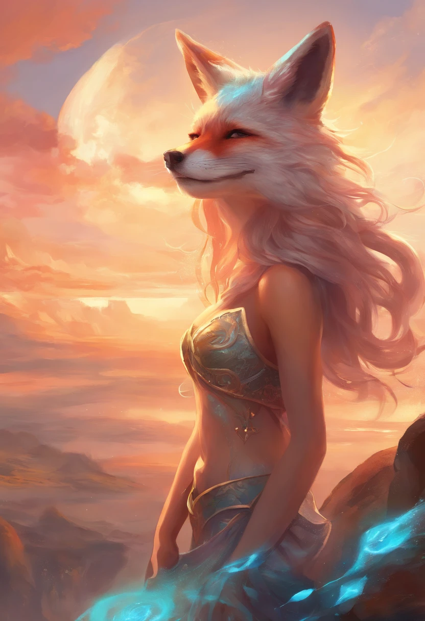 Fox, furry, humanoid. Girl wearing a swimsuit