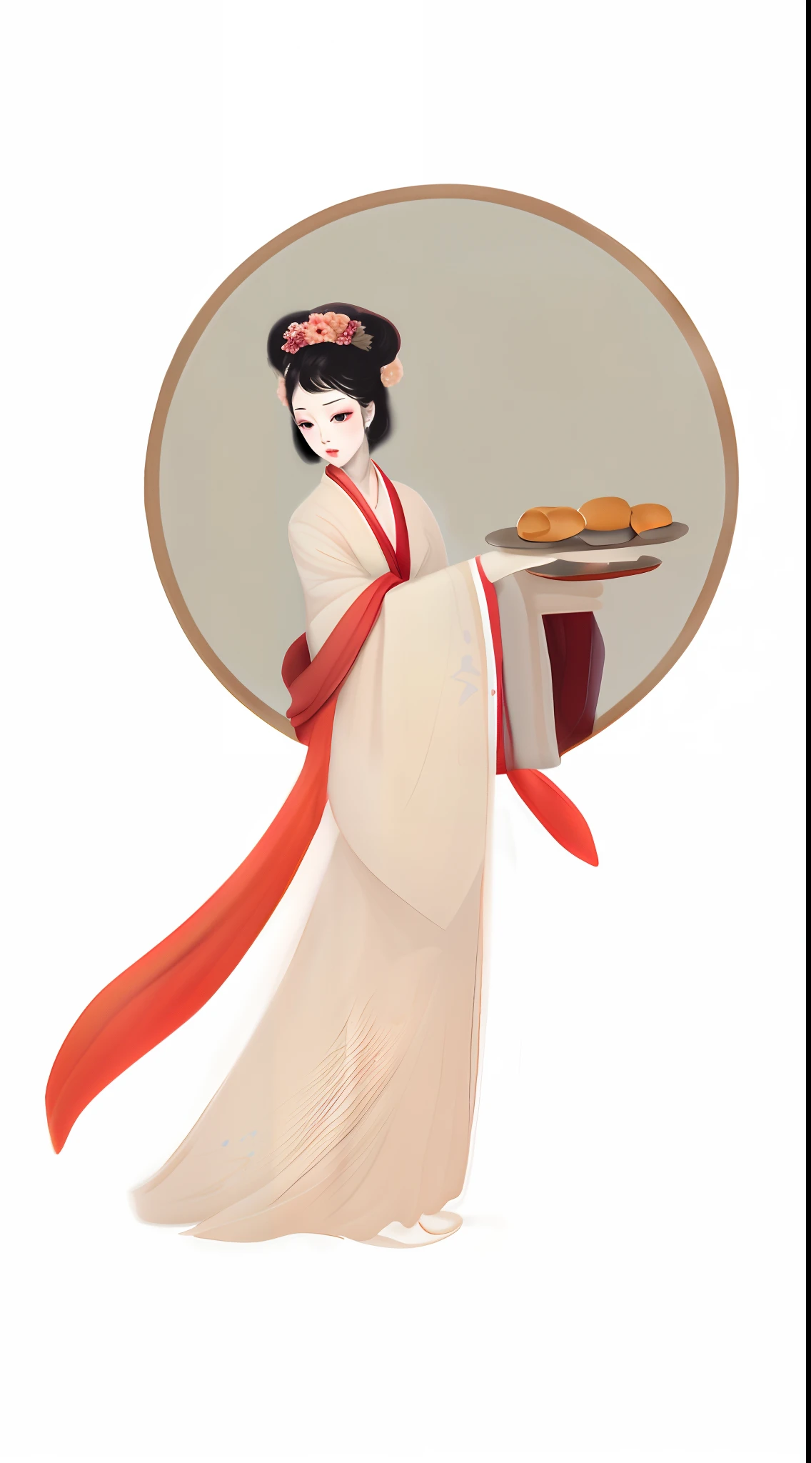 A concubine in a Tang costume holds a plate of pastries, Princesa chinesa antiga, Wearing ancient Chinese clothes, chinese empress, ancient china art style, Palace , A girl in Hanfu, Hanfu, inspired by Tang Di, an ancient Chinese goddess, Inspired by Qiu Ying, ancient asian dynasty princess, inspired by Gu An, Inspired by Ji Yunfei's oriental Art Nouveau style, an ancient Chinese goddess, Princesa chinesa antiga, chinese empress, Wearing ancient Chinese clothes, ancient china art style, ancient chinese beauti, Tang dynasty,Chinese-style illustration