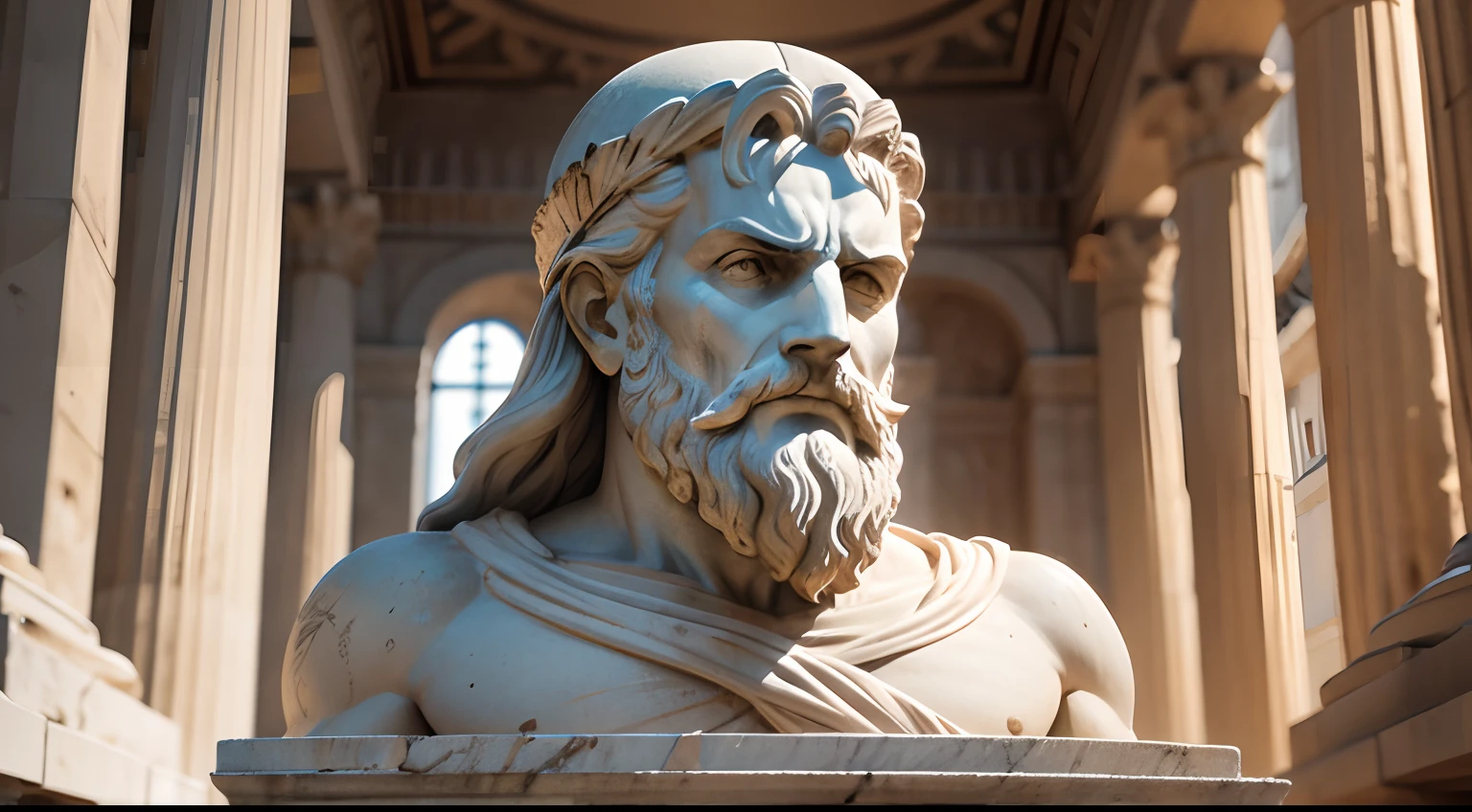 a white marble statue of a man with a beard, philosopher, estoicismo, theophanes, inspired by Theophanes, o grego, by Theophanes, o grego, atitude estoica, divina e estoica, portrait of aristotle, philosophical, filosopia, an ancient greek statue, pose estoica, platao