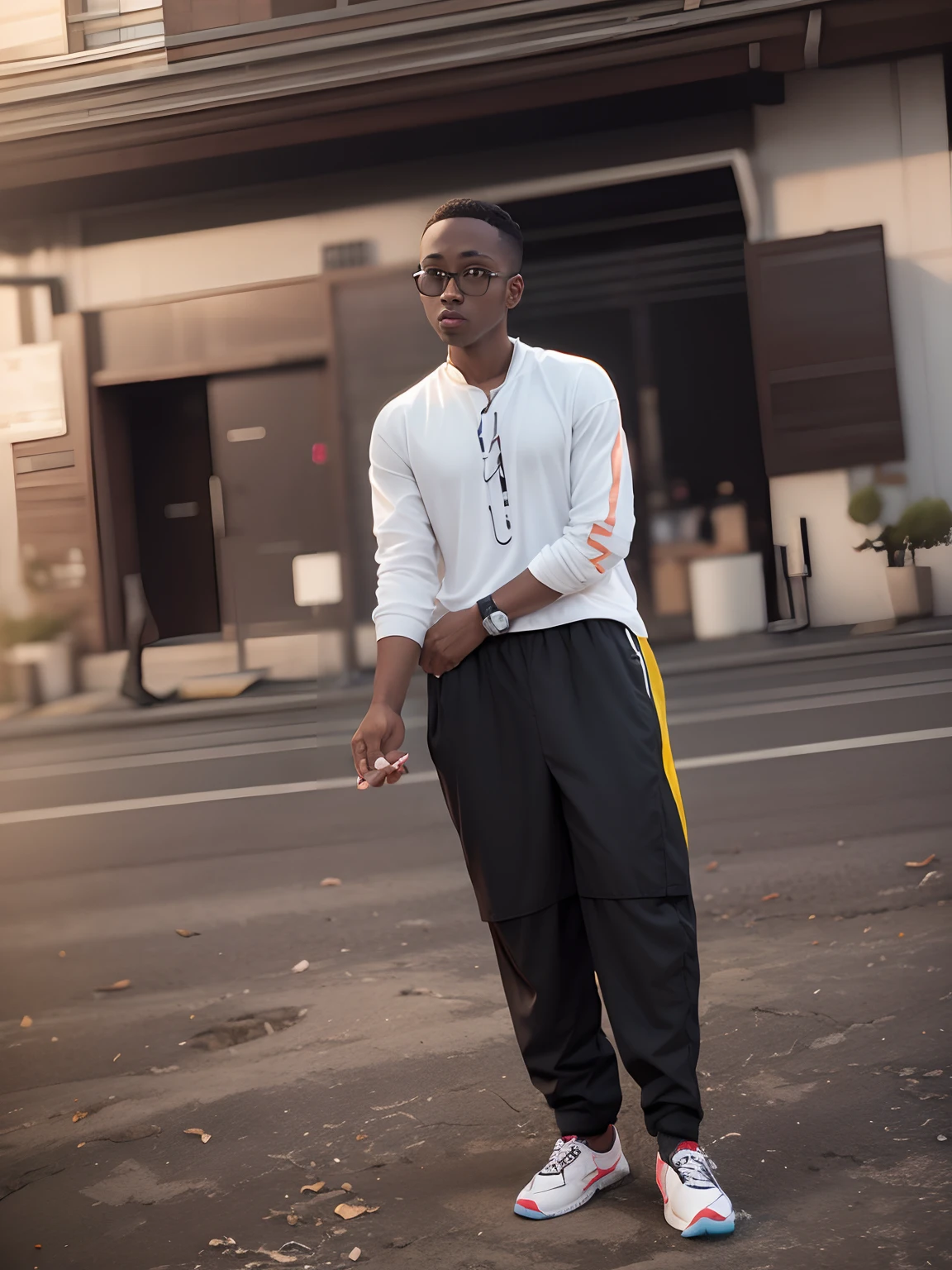 Change background. Skin glow. Smooth face.change shoes with make sneakers