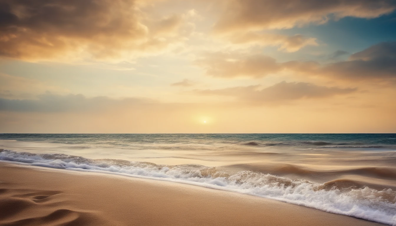 sand beach,Beach,Horizon,Full of happiness
