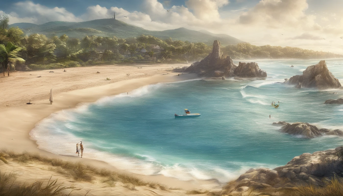 sand beach,Beach,Horizon,Full of happiness