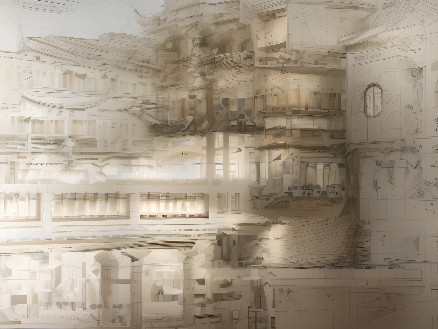 Schematic diagram of a building containing many different parts, architectural concept diagram, architectural concepts, architectural concepts, architecture concept, conceptual rendering, architectural presentation, conceito, conceptual drawing, relief concept, concept art design illustration, award winning concept art, front and side elevation, concept design, detailed structure, concept art highly detailed, concept image, detailed renderings
