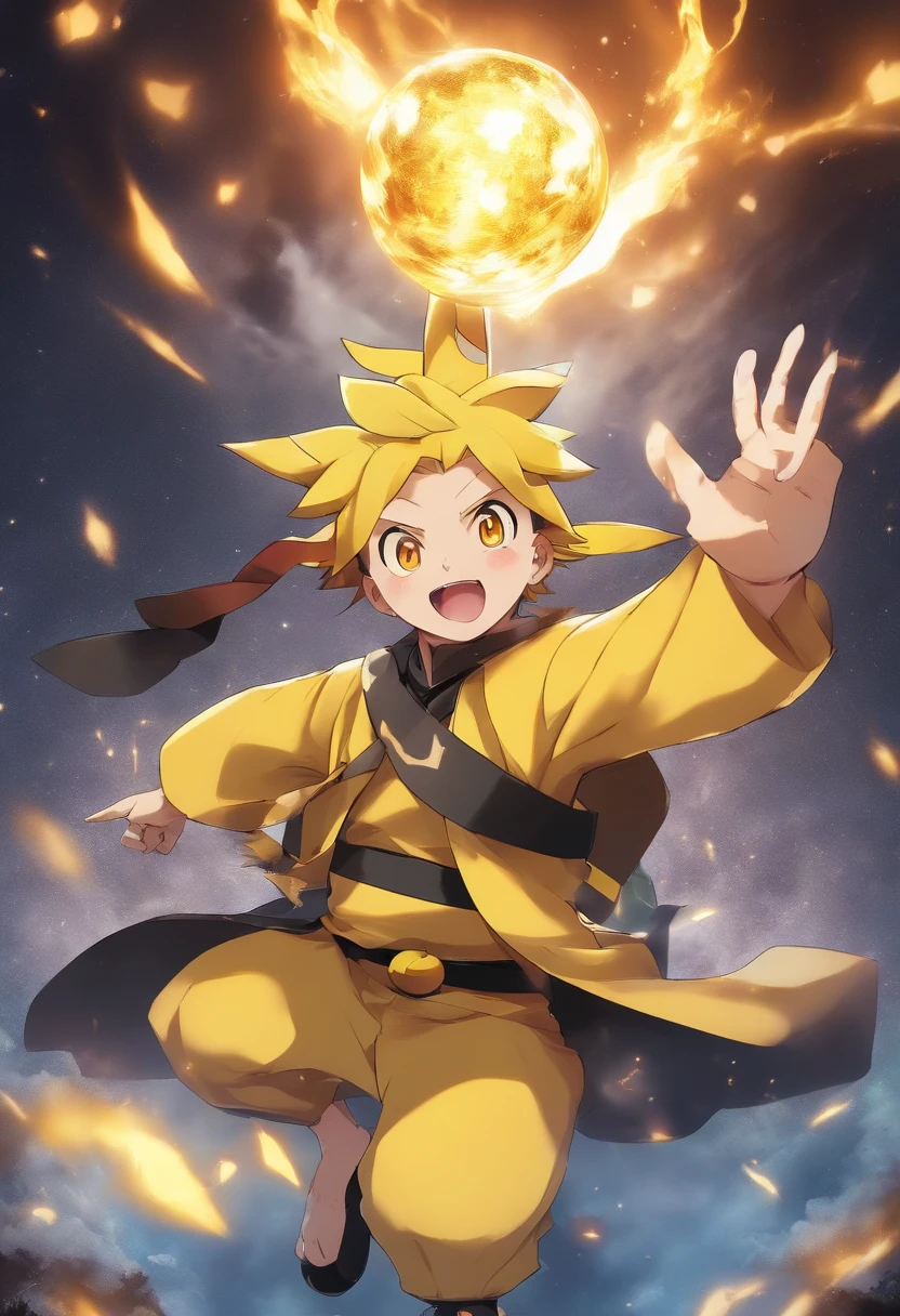 pikachu and zenitsu kimetsu no yaiaba fusion
