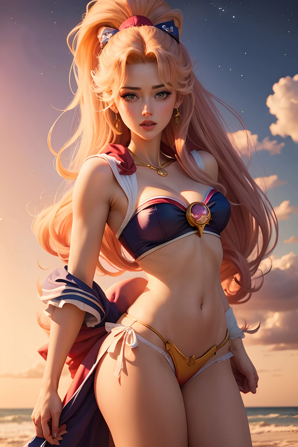 Amber Heard Sailor Moon en bragas realista, Falda superior