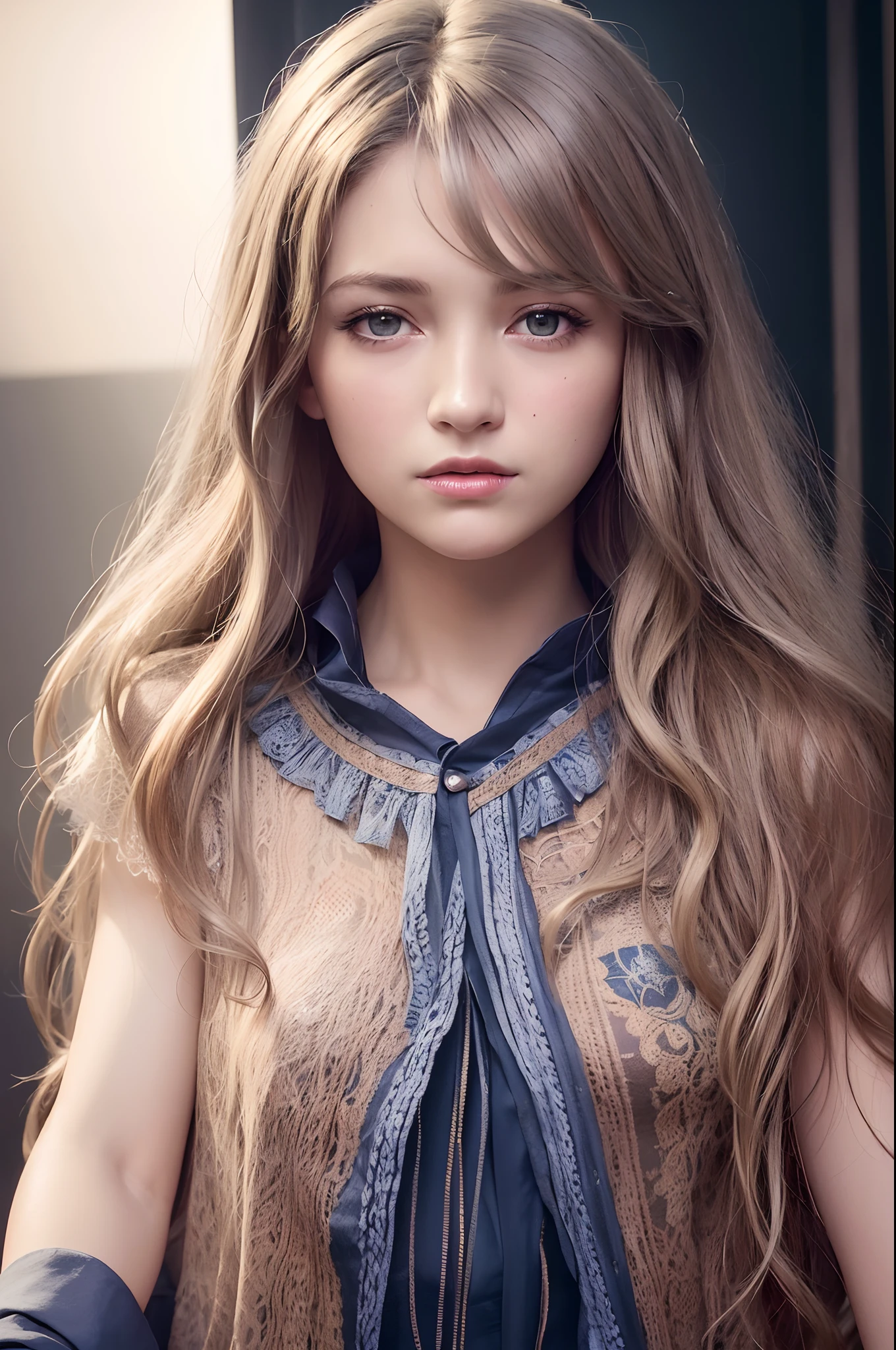 (front focus),(in the dark:1.6),
Hyperrealist portrait of female by david hockney and alphonse mucha,fantasy art, photo realistic, dynamic lighting, artstation, poster, volumetric lighting, very detailed faces, 4 k, award winning,, 1girl, in the dark, deep shadow, low key,cowboy shot,(official clothing:1.4) ,long hair,white hair,