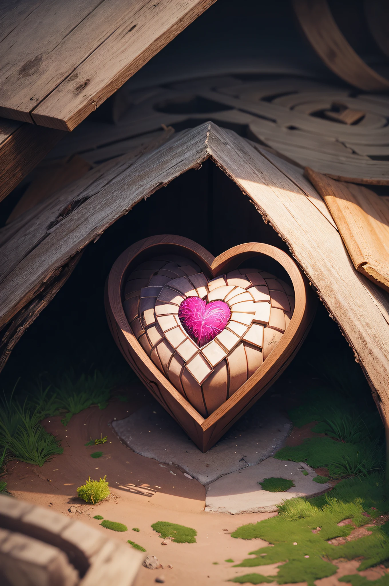 create a cover for an instagram post: a heart protected inside a labyrinth