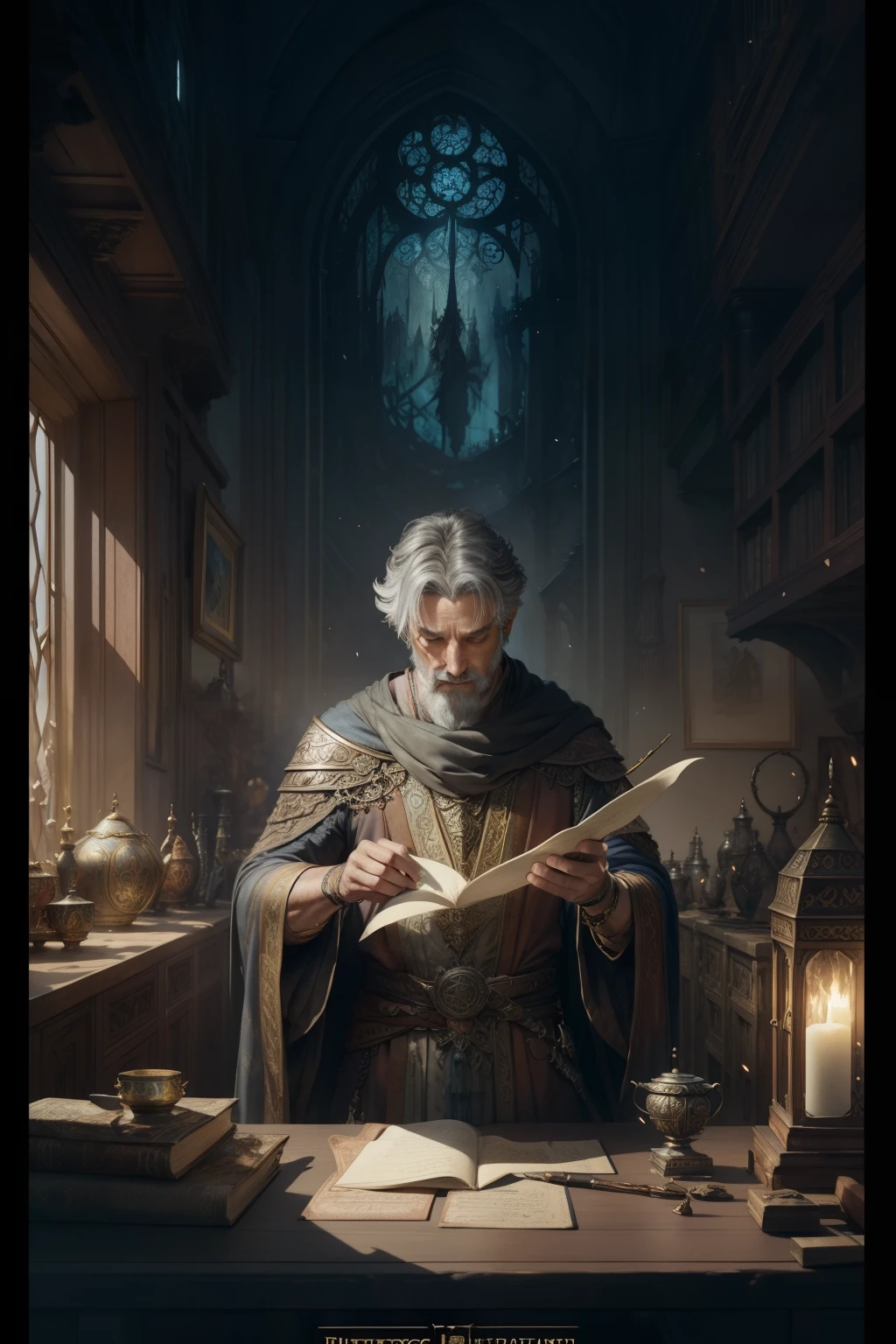 fantasy king holding a scroll and looking forward, line art watercolor wash, concept art, by Brian Froud and Carne Griffiths and Wadim Kashin and John William Waterhouse, intricate details, 8k post production, high resolution, hyperdetailed, trending on artstation, sharp focus, studio photo, intricate details, highly detailed, by greg rutkowski