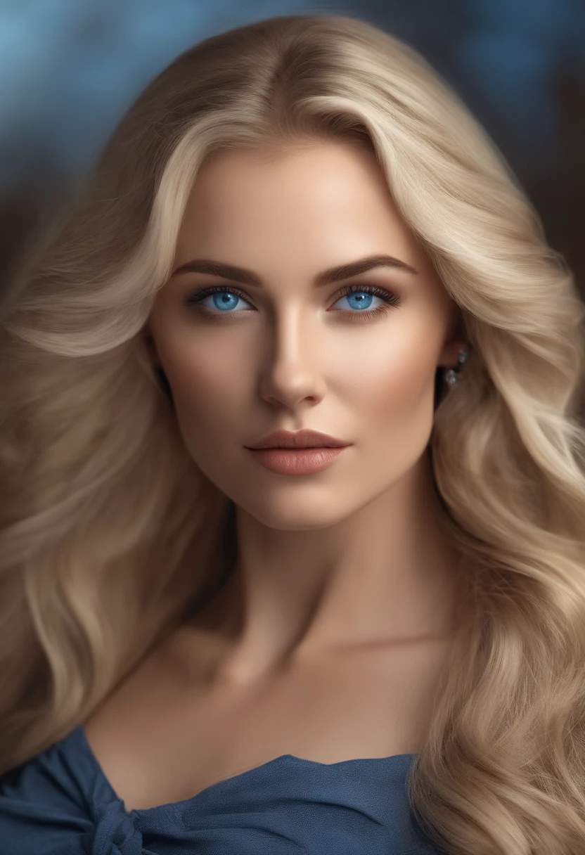 realistic white woman blonde blue eyes with her boobs out