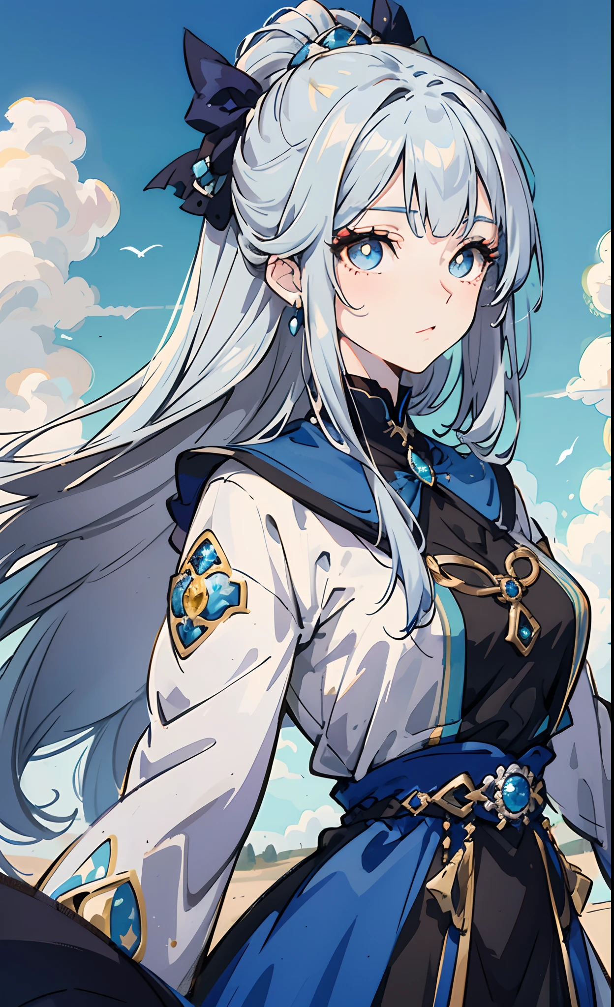 4K,hight resolution,One Woman,white-blue hair,Longhaire,Blue eyes,Knights,氷で出来たKnightsの鎧,Princess tiara,Crystal Sword,Land of Ice