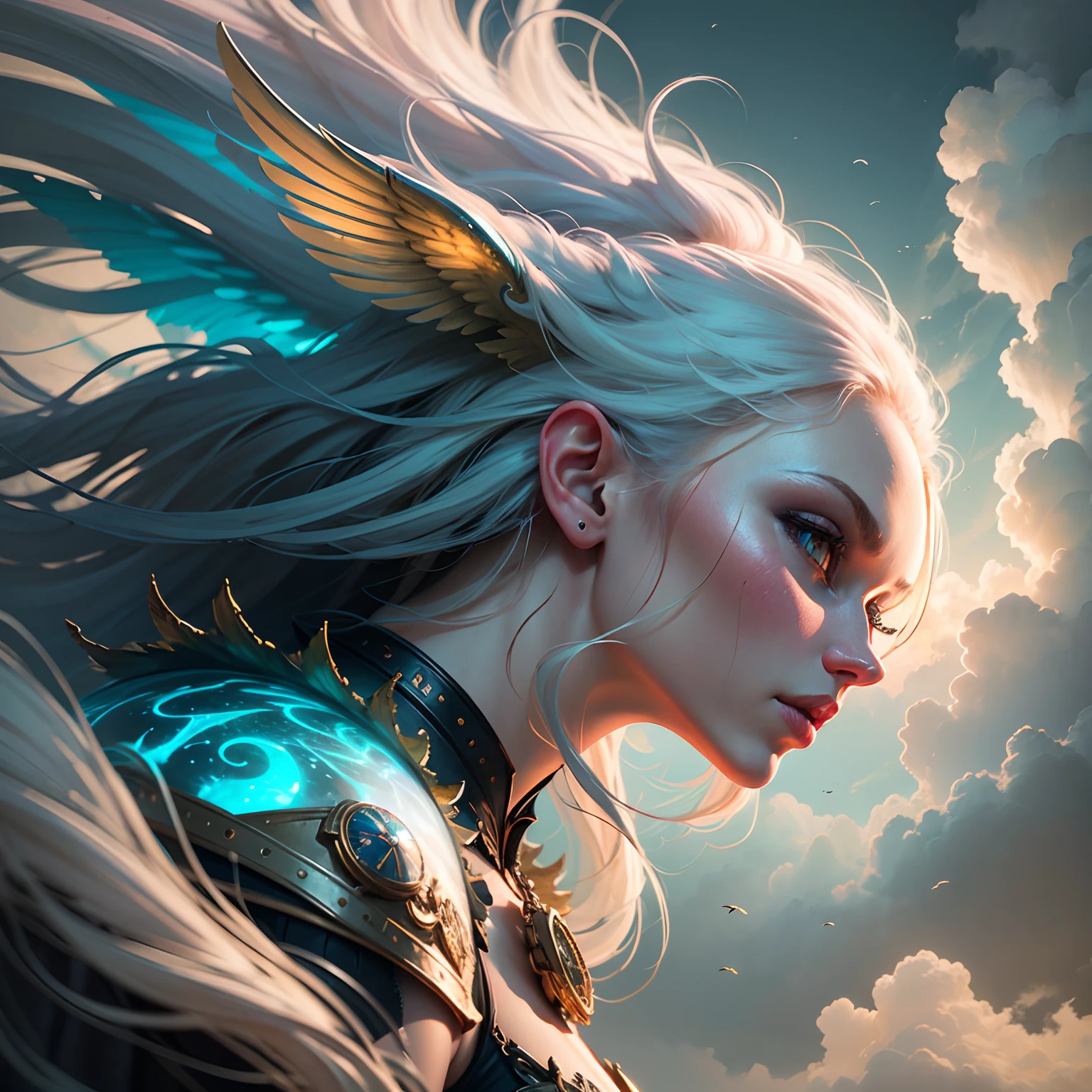 Cinematic,photorealistic of albino angel,vibrant colors,fantasy,warm tone,surreal,8k resolution photorealistic masterpiece by Aaron Horkey and Jeremy Mann,professional photography,volumetric lighting maximalist photoillustration by marton bobzert,8k resolution concept art intricately detailed,complex,elegant,expansive,fantastical,mythical clouds --auto --s2