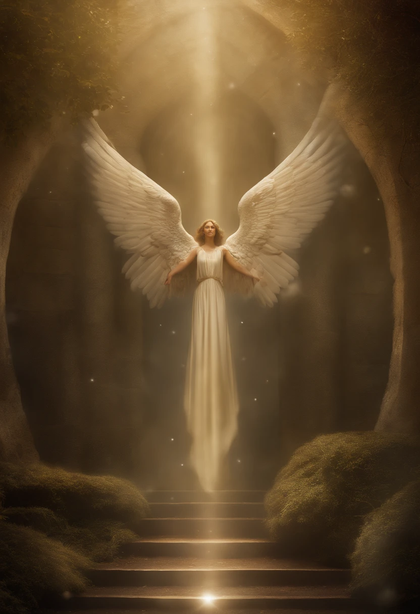Surrounding the angel are symbolic representations of their multifaceted roles. On one side, a scroll unfurls, symbolizing the angel’s role as a messenger, carrying divine messages and revelations to humanity. On the other side, a guiding light illuminates a winding path, representing their role as guides and protectors, leading human beings through life’s journey.

The image also incorporates elements from biblical narratives, such as a pair of wings symbolizing the angel’s ability to traverse between realms and their swift execution of God’s will. The wings are intricately detailed, representing the divine intricacies and mysteries that angels encompass.