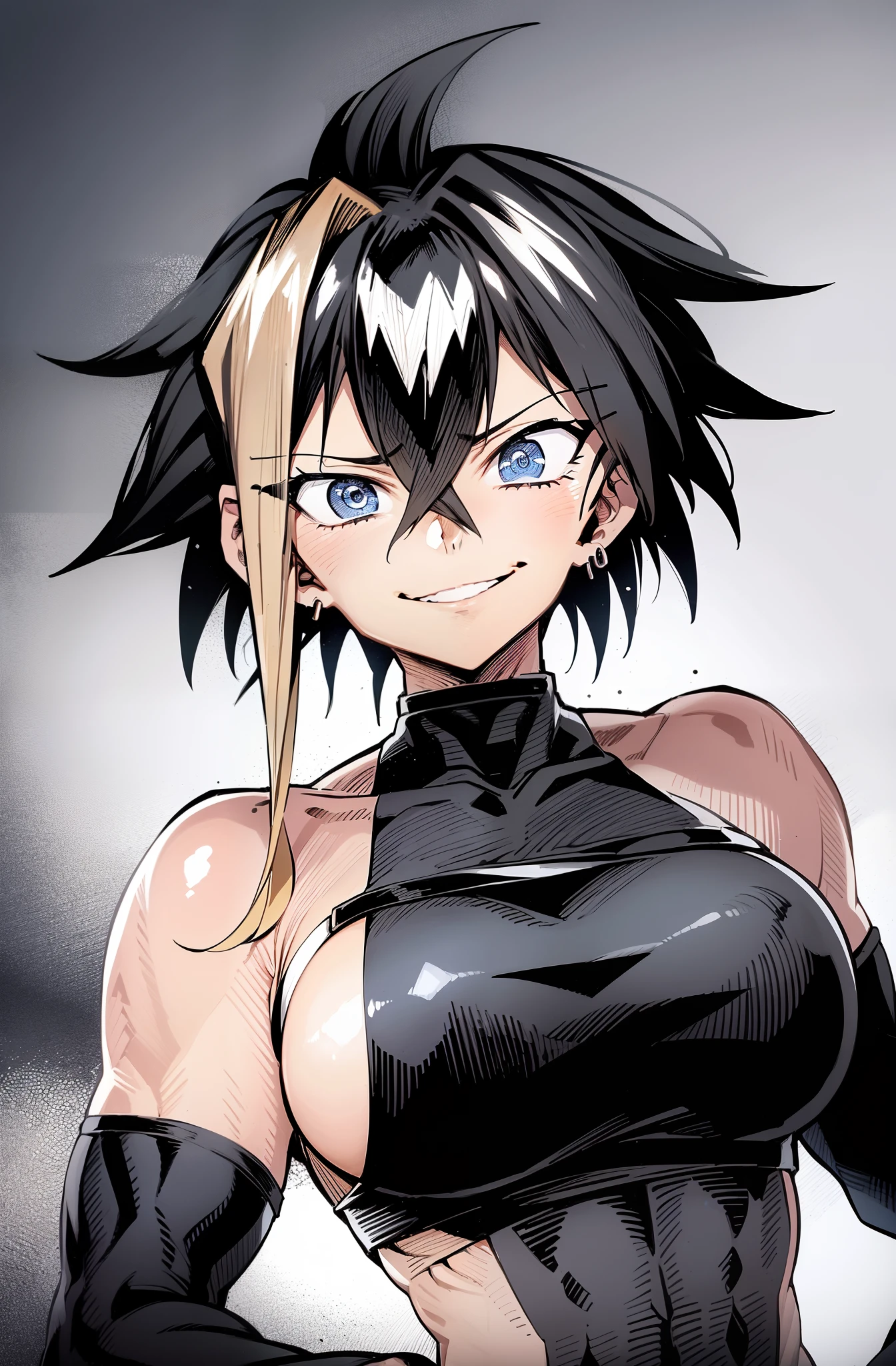 Marle Barrock, parede de corpo inteiro, sorriso louco, cabelos espetados para cima, cabelo loiro, estilo ssj2, super sayajin 2, Dragon Ball Transformation, Cabelo estilo do goku.