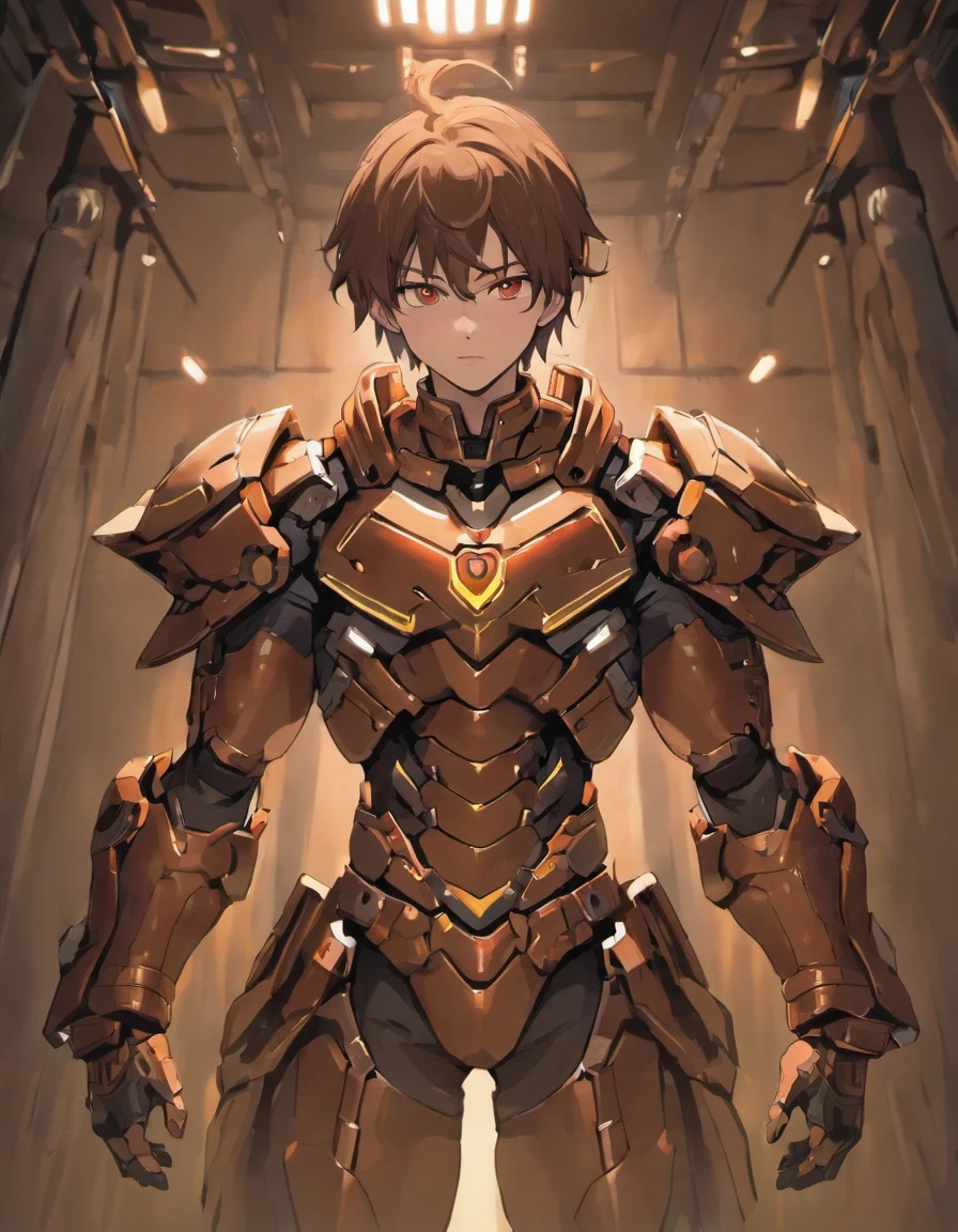Costume planning theme dead space armor, brown hair, brown eyes, 1guy, muscular, Full body front design