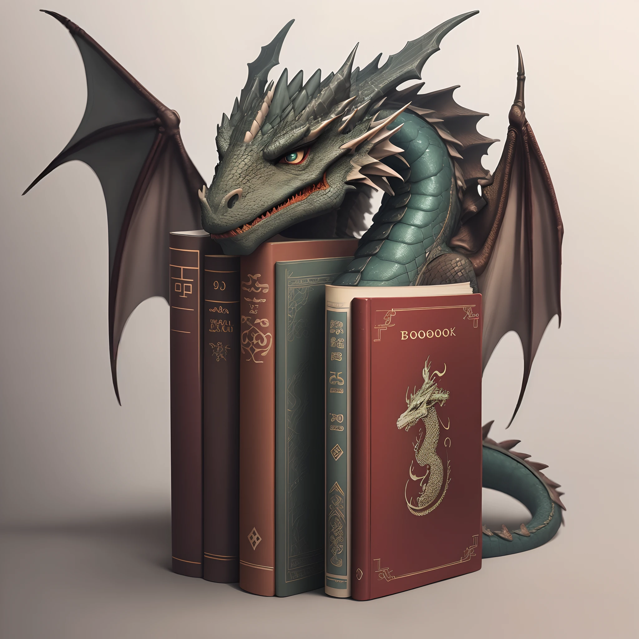 Dragon books white background